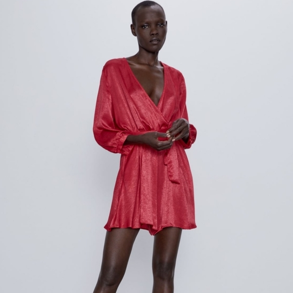 ZARA Satin belted playsuit - Picture 6 of 10